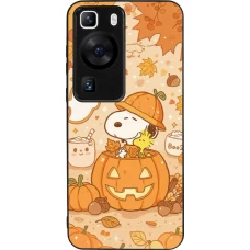 Coque Huawei P60 - Silicone rigide noir Halloween 2026 Snoopy Halloween