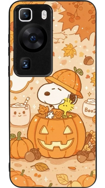 Coque Huawei P60 - Silicone rigide noir Halloween 2026 Snoopy Halloween