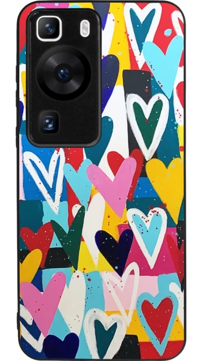 Coque Huawei P60 - Silicone rigide noir Joyful Hearts