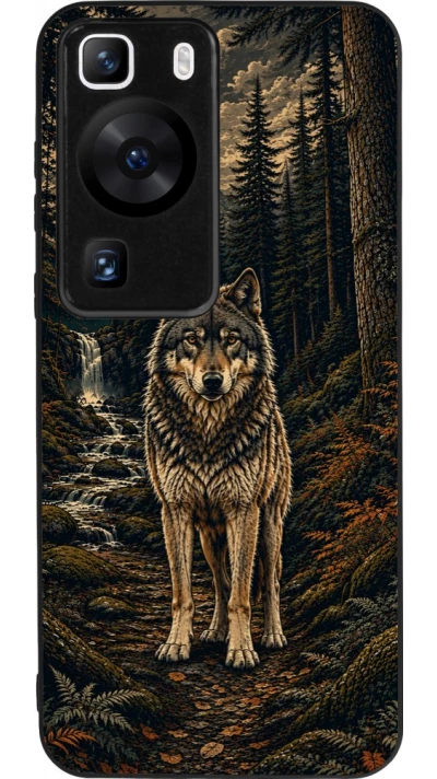 Huawei P60 Case Hülle - Silikon schwarz Linocut Wold