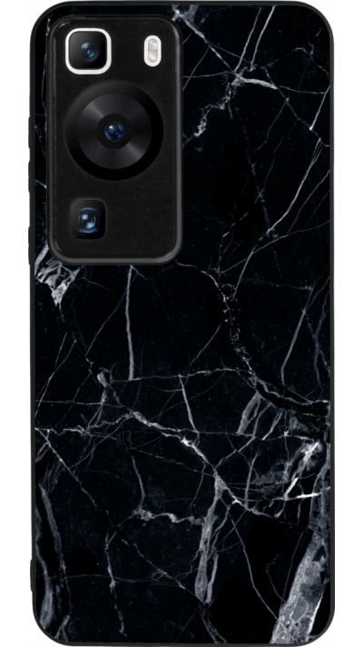 Coque Huawei P60 - Silicone rigide noir Marble Black 01