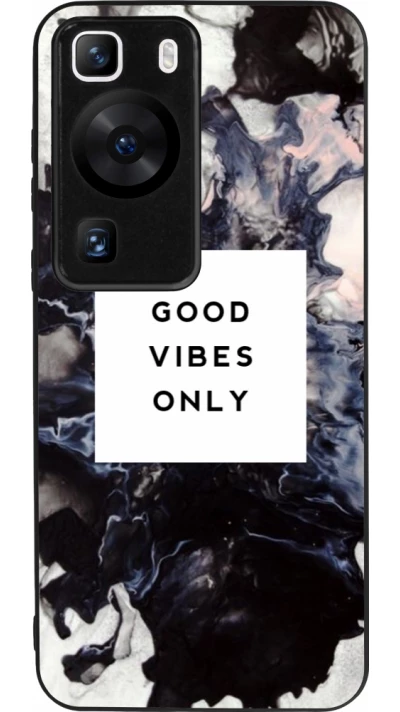 Huawei P60 Case Hülle - Silikon schwarz Marble Good Vibes Only