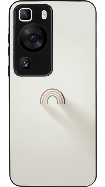 Huawei P60 Case Hülle - Silikon schwarz Mini Regenbogen Minimal