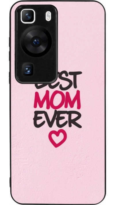 Huawei P60 Case Hülle - Silikon schwarz Mom 2023 best Mom ever pink