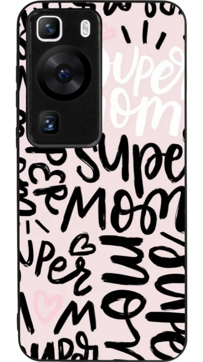 Huawei P60 Case Hülle - Silikon schwarz Mom 2024 Super mom