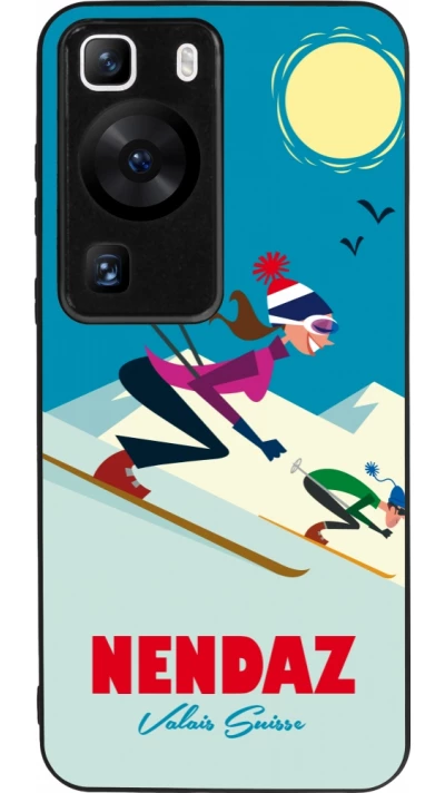 Huawei P60 Case Hülle - Silikon schwarz Nendaz Ski Downhill