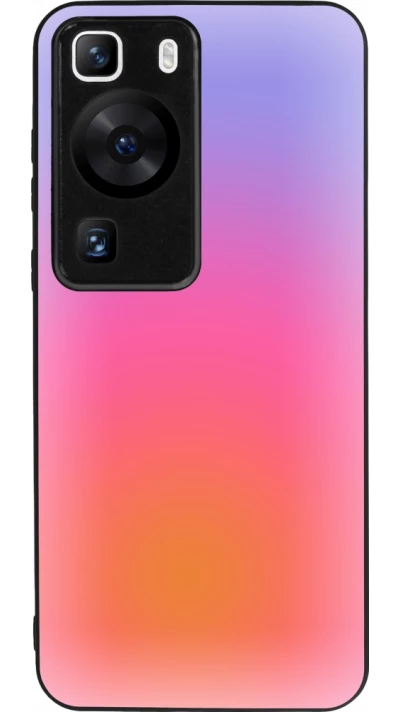 Huawei P60 Case Hülle - Silikon schwarz Orange Pink Blue Gradient