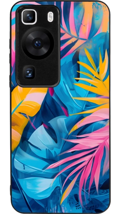 Huawei P60 Case Hülle - Silikon schwarz Palms Blue