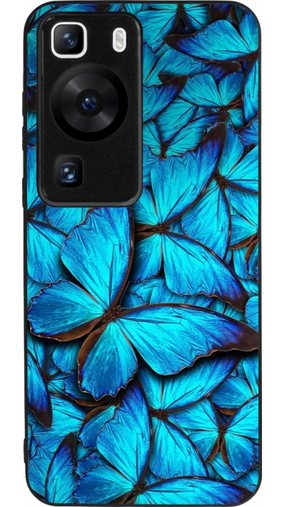 Huawei P60 Case Hülle - Silikon schwarz Papillon bleu