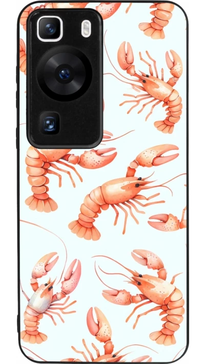 Huawei P60 Case Hülle - Silikon schwarz Muster von pastellfarbenen Hummern