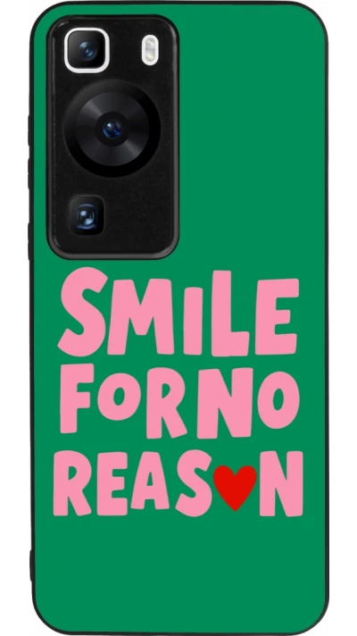 Huawei P60 Case Hülle - Silikon schwarz Smile for no reason 2026