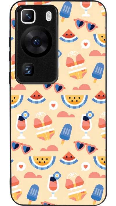 Huawei P60 Case Hülle - Silikon schwarz Pattern Summer 2026