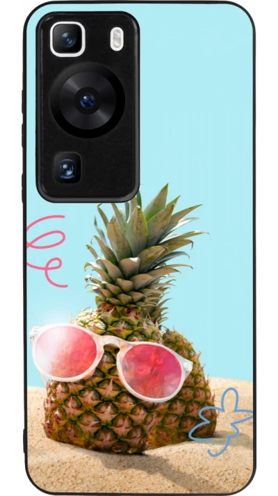 Huawei P60 Case Hülle - Silikon schwarz Pineapple with glasses Summer 2026