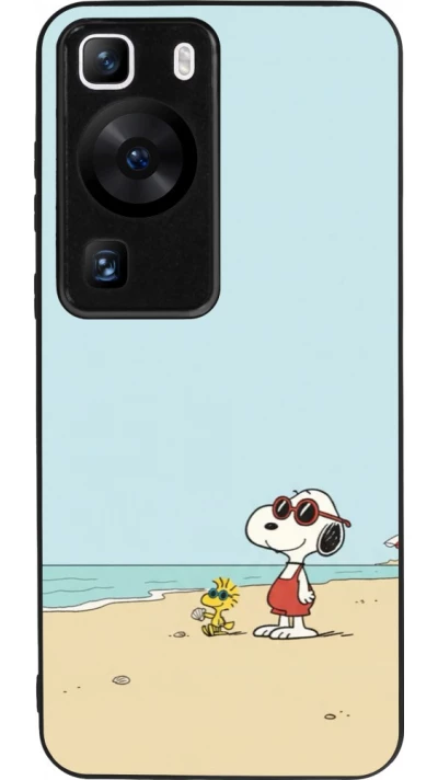 Huawei P60 Case Hülle - Silikon schwarz Snoopy on the beach Summer 2026