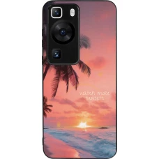Huawei P60 Case Hülle - Silikon schwarz Watch more sunsets Summer 2026