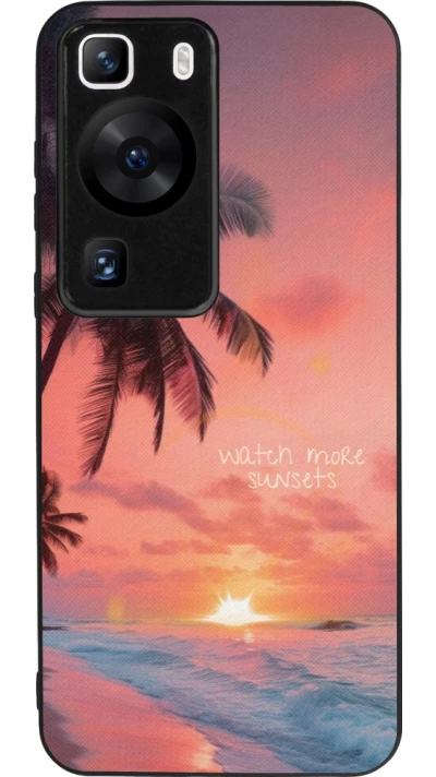 Huawei P60 Case Hülle - Silikon schwarz Watch more sunsets Summer 2026