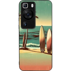 Coque Huawei P60 - Silicone rigide noir Surf Paradise