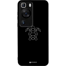 Coque Huawei P60 - Silicone rigide noir Turtles lines on black