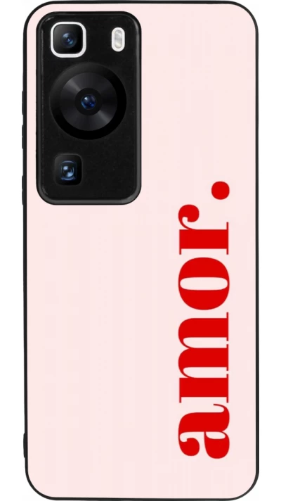Huawei P60 Case Hülle - Silikon schwarz Valentine 2024 amor