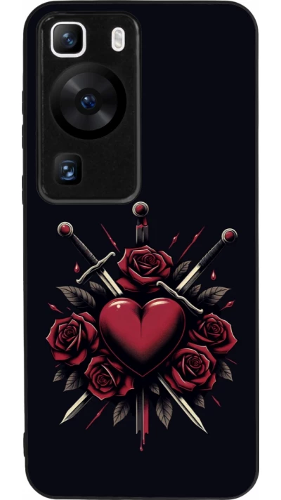 Huawei P60 Case Hülle - Silikon schwarz Valentine 2024 gothic love