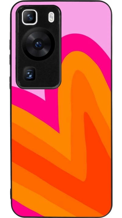 Huawei P60 Case Hülle - Silikon schwarz Valentine 2024 heart gradient