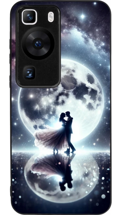Huawei P60 Case Hülle - Silikon schwarz Valentin 2024 Liebe unter dem Mond