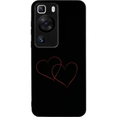Huawei P60 Case Hülle - Silikon schwarz Valentine 2023 attached heart