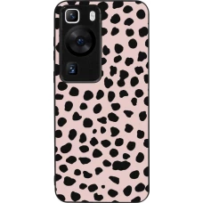 Coque Huawei P60 - Silicone rigide noir Wild Leopard Pink