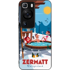 Huawei P60 Case Hülle - Silikon schwarz Zermatt Mountain Jacuzzi