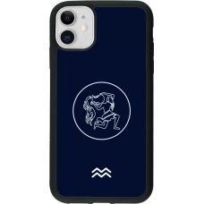 Coque iPhone 11 - Silicone rigide noir Astrologie Verseau