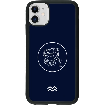 Coque iPhone 11 - Silicone rigide noir Astrologie Verseau