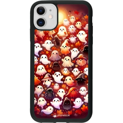 Coque iPhone 11 - Silicone rigide noir Fantômes automne mignons