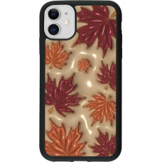 Coque iPhone 11 - Silicone rigide noir Autumn 26 3D leaves