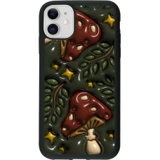 Coque iPhone 11 - Silicone rigide noir Autumn 26 3D mushrooms