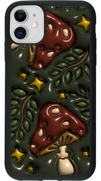 Coque iPhone 11 - Silicone rigide noir Autumn 26 3D mushrooms