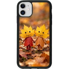 Coque iPhone 11 - Silicone rigide noir Autumn 26 Couple of leaves