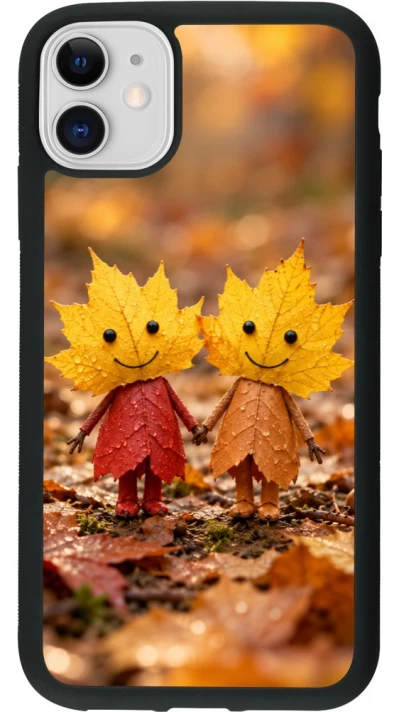 Coque iPhone 11 - Silicone rigide noir Autumn 26 Couple of leaves