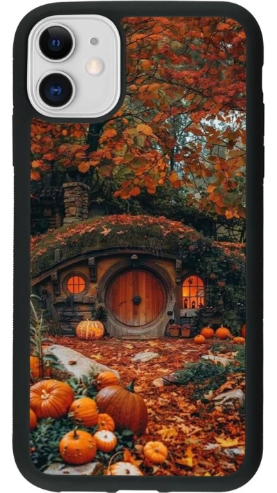 Coque iPhone 11 - Silicone rigide noir Autumn 26 Hobbit house