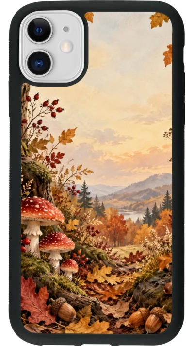 Coque iPhone 11 - Silicone rigide noir Autumn 26 Illustrated Autumn