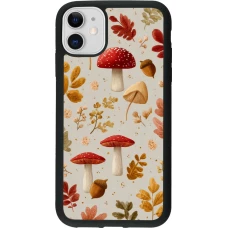 Coque iPhone 11 - Silicone rigide noir Autumn 26 Mushrooms and leaves