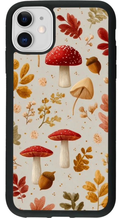 Coque iPhone 11 - Silicone rigide noir Autumn 26 Mushrooms and leaves