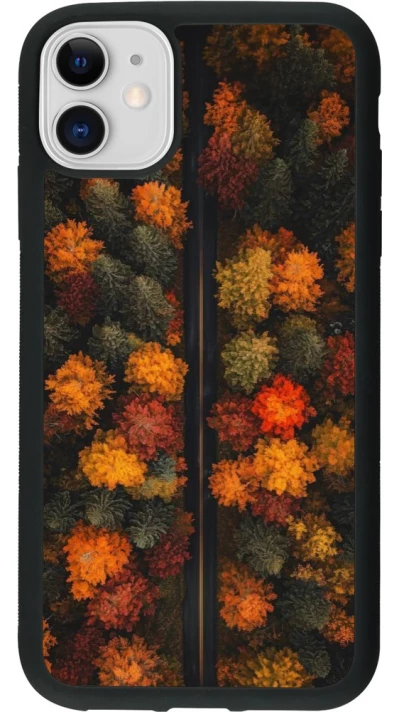 Coque iPhone 11 - Silicone rigide noir Autumn 26 Road in autumn