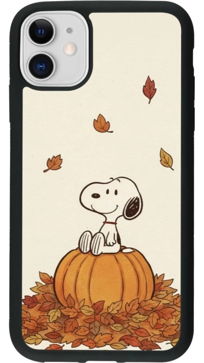 Coque iPhone 11 - Silicone rigide noir Autumn 26 Snoopy autumn