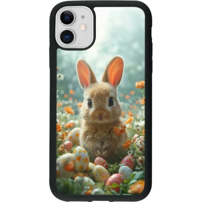 iPhone 11 Case Hülle - Silikon schwarz Easter 2026 Rabbit in the garden