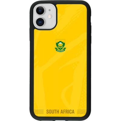 Coque iPhone 11 - Silicone rigide noir Maillot de football Afrique du Sud 2026 personnalisable