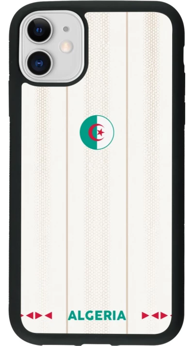 Coque iPhone 11 - Silicone rigide noir Maillot de football Algérie 2026 personnalisable