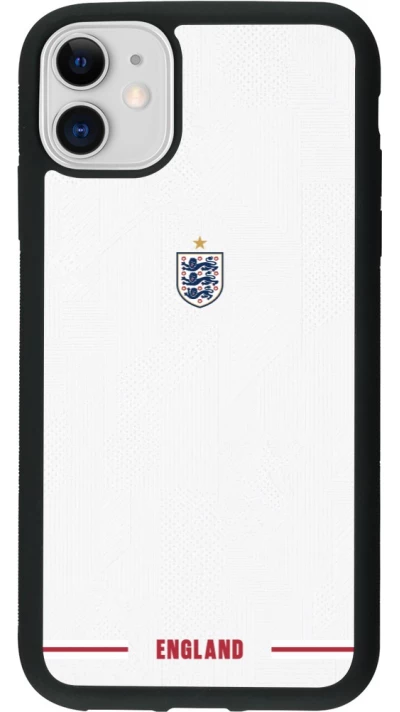 Coque iPhone 11 - Silicone rigide noir Maillot de football Angleterre 2026 personnalisable