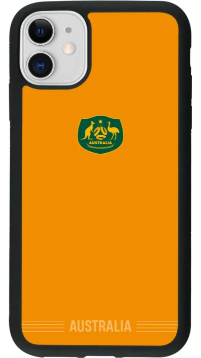 Coque iPhone 11 - Silicone rigide noir Maillot de football Australie 2026 personnalisable