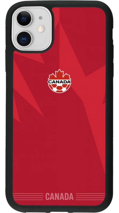 Coque iPhone 11 - Silicone rigide noir Maillot de football Canada 2026 personnalisable