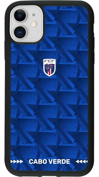 Coque iPhone 11 - Silicone rigide noir Maillot de football Cap-Vert 2026 personnalisable